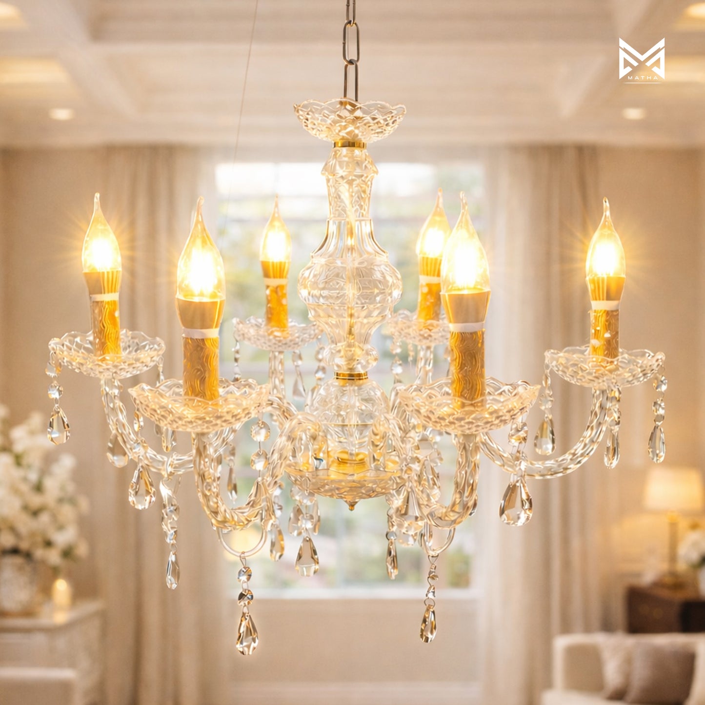 Acrylic Chandilier | 6 Bulbs