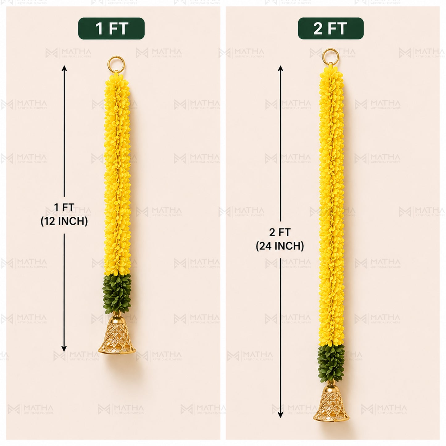 1Ft & 2Ft Bell Garland | Set of 2 Pcs