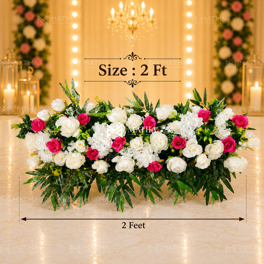 White & Red Rose Runner | 2Ft