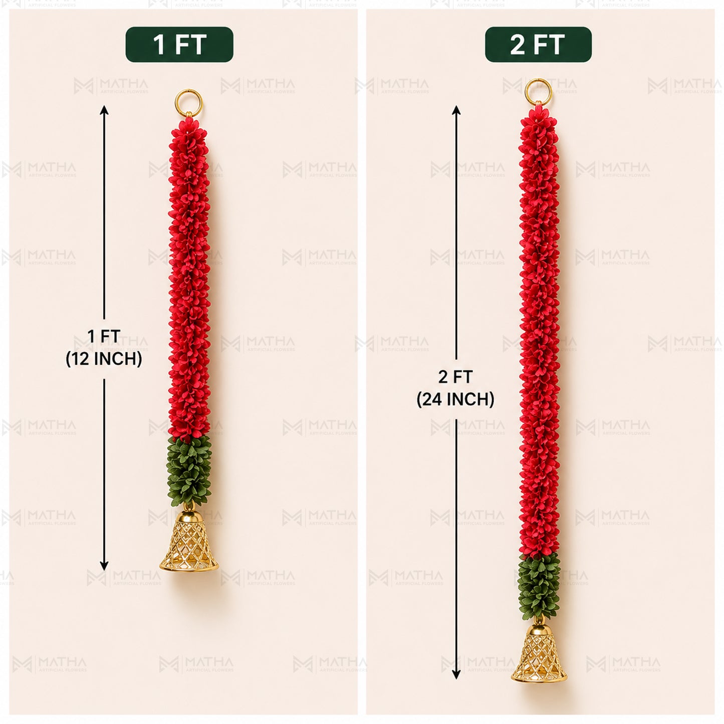 1Ft & 2Ft Bell Garland | Set of 2 Pcs