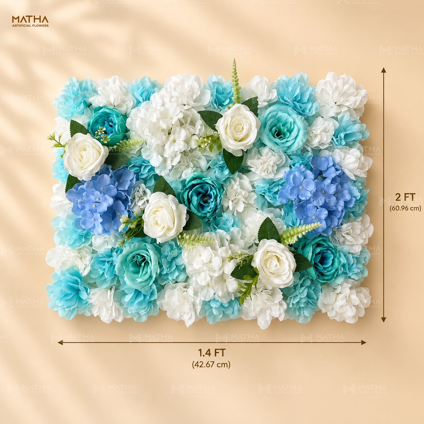 Blue With White Flower Wall Panel (1.4 FT x 2 FT)